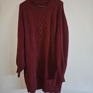 Burgundy Cable Knit Sweater